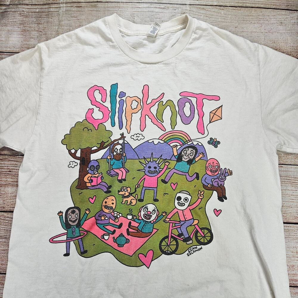 Alstyle Slipknot T-Shirt Men's White Large L 100% Cotton Graphic Tee